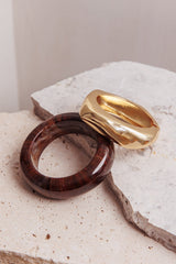 Cynthia Metal Resin Bangles Gold/Chocolate