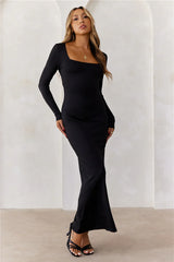 Base Embrace Shape Long Sleeve Maxi Dress Black