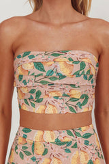 Ezmeralda Strapless Peat Crop Top Lemon