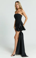Peony Mini Dress - Strapless Ruched Bodycon Dress in Black