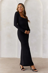 Base Embrace Shape Long Sleeve Maxi Dress Black