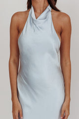 Sweetest Sundays Halterneck Open Back Dress Soft Blue