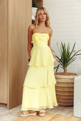Top It Off Strapless Frill Trim Maxi Dress Butter