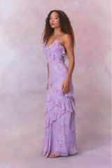 Rialto Fragrance Print Maxi Dress-HIBISCUS