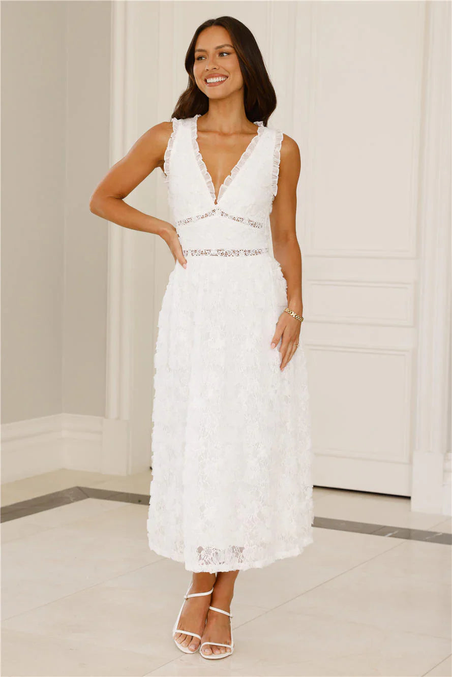 Ballet Era Lace Midi Dress White