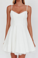 Scully Frill Trim A-Line Mini Dress White