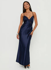 Madelene Lace V Neck Maxi Dress Navy