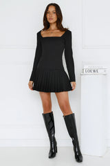 Business Class Long Sleeve Mini Dress Black