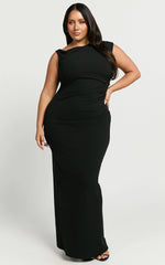 Genie Maxi Dress - Off The Shoulder Dress in Black