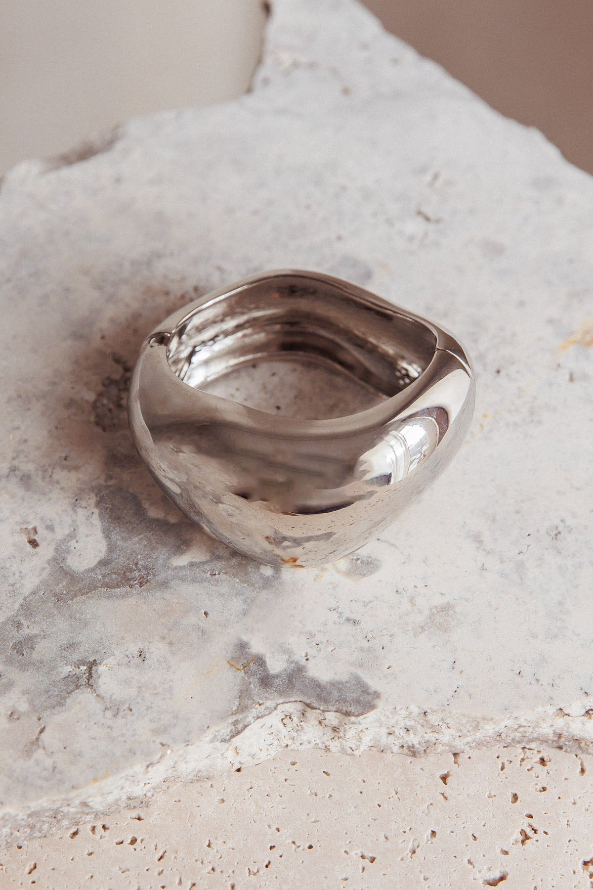 Summerland Chunky Irregular Bangle Dark Silver