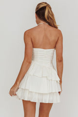 Destini Strapless Layered Frill Mini Dress Off White