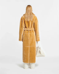 Carian - Faux Fur Trench Coat - Biscuit